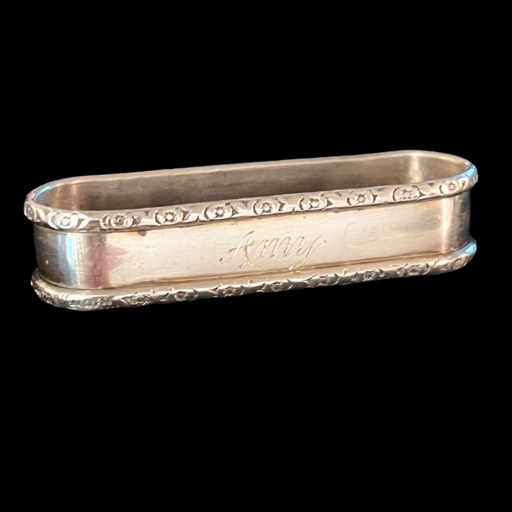 Antique Webster Oblong Sterling Silver Napkin Ring.